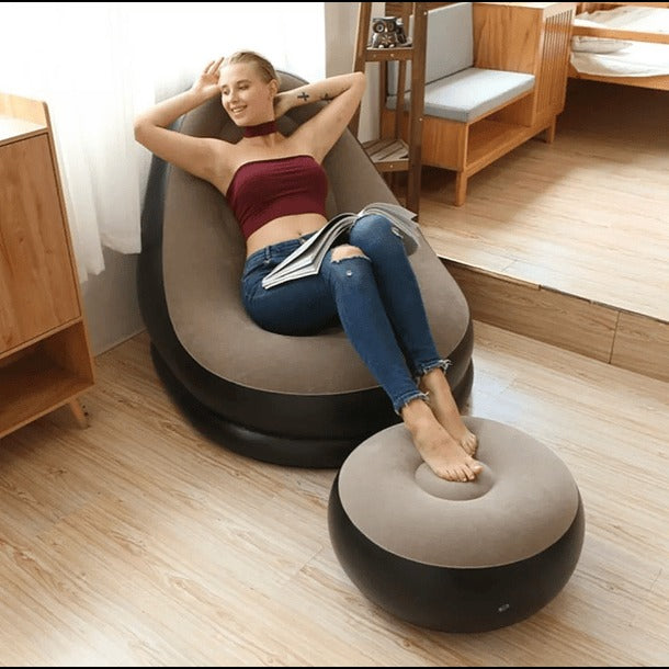 🛋️Sofa Inflable RelaxMax 🌬️ 🌟Con Reposa Pies