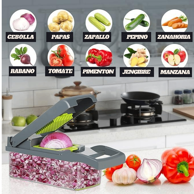 PICADOR DE FRUTAS Y VERDURAS MULTIACCIÓN 14 EN 1 ❇️👩🍳🫕