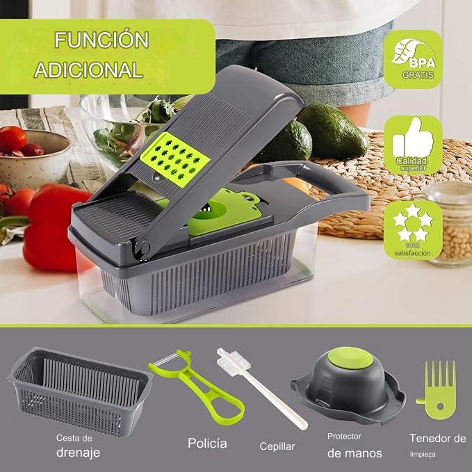 PICADOR DE FRUTAS Y VERDURAS MULTIACCIÓN 14 EN 1 ❇️👩🍳🫕