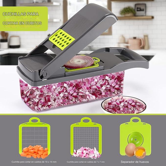 PICADOR DE FRUTAS Y VERDURAS MULTIACCIÓN 14 EN 1 ❇️👩🍳🫕