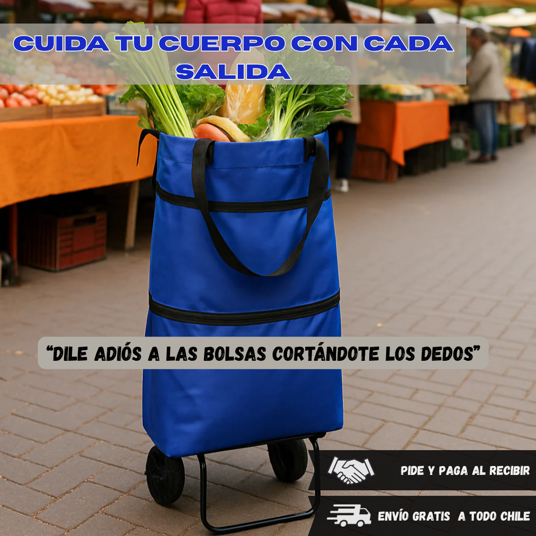 Carrito Plegable con Ruedas 🚛🛒 ¡Dile adiós a los dolores por cargar bolsas pesadas!