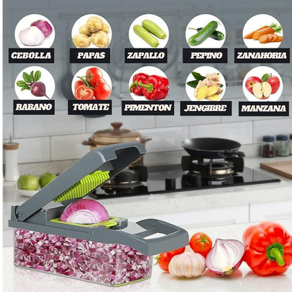 PICADOR DE FRUTAS Y VERDURAS MULTIACCIÓN 14 EN 1 ❇️👩‍🍳🫕