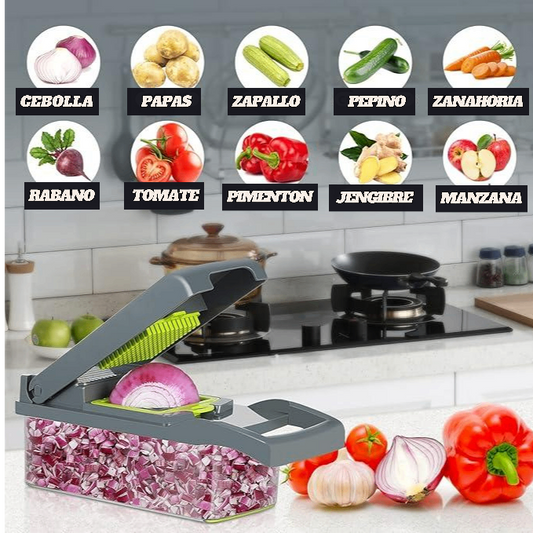 PICADOR DE FRUTAS Y VERDURAS MULTIACCIÓN 14 EN 1 ❇️👩‍🍳🫕