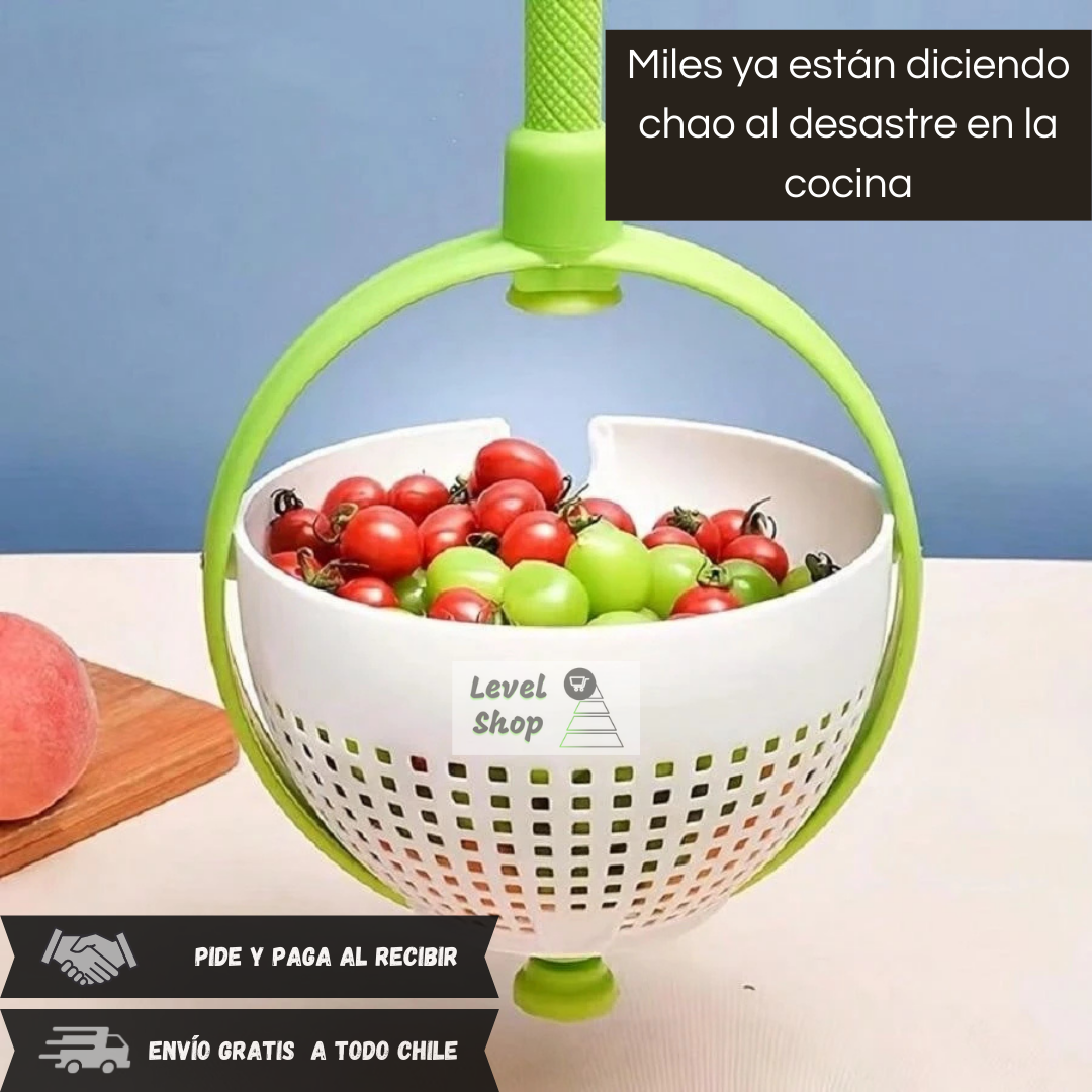 Colador TurboSpin 🌀🥬 ¡Lava, escurre y olvídate del lavaplatos tapado!