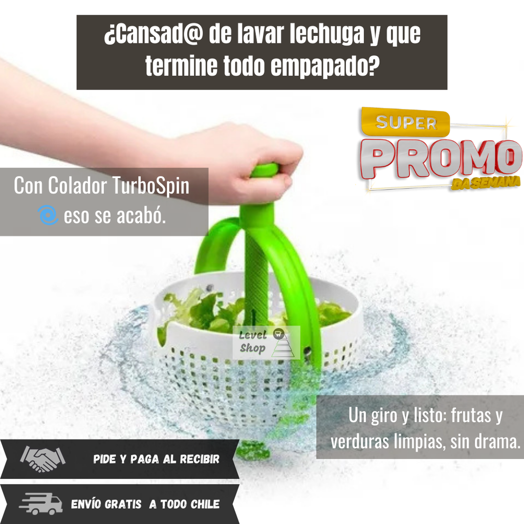 Colador TurboSpin 🌀🥬 ¡Lava, escurre y olvídate del lavaplatos tapado!