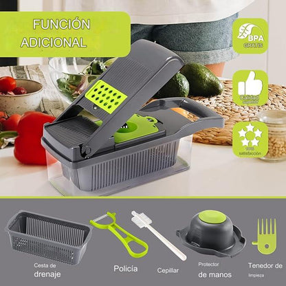 PICADOR DE FRUTAS Y VERDURAS MULTIACCIÓN 14 EN 1 ❇️👩‍🍳🫕