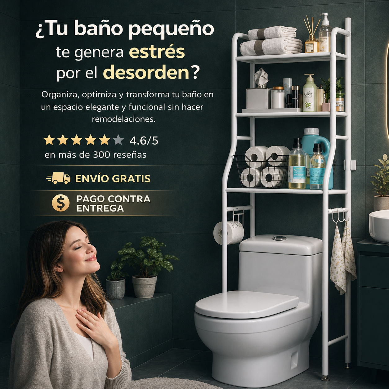 SpaceZen Rack - ¡Ordena tu baño sin remodelar!