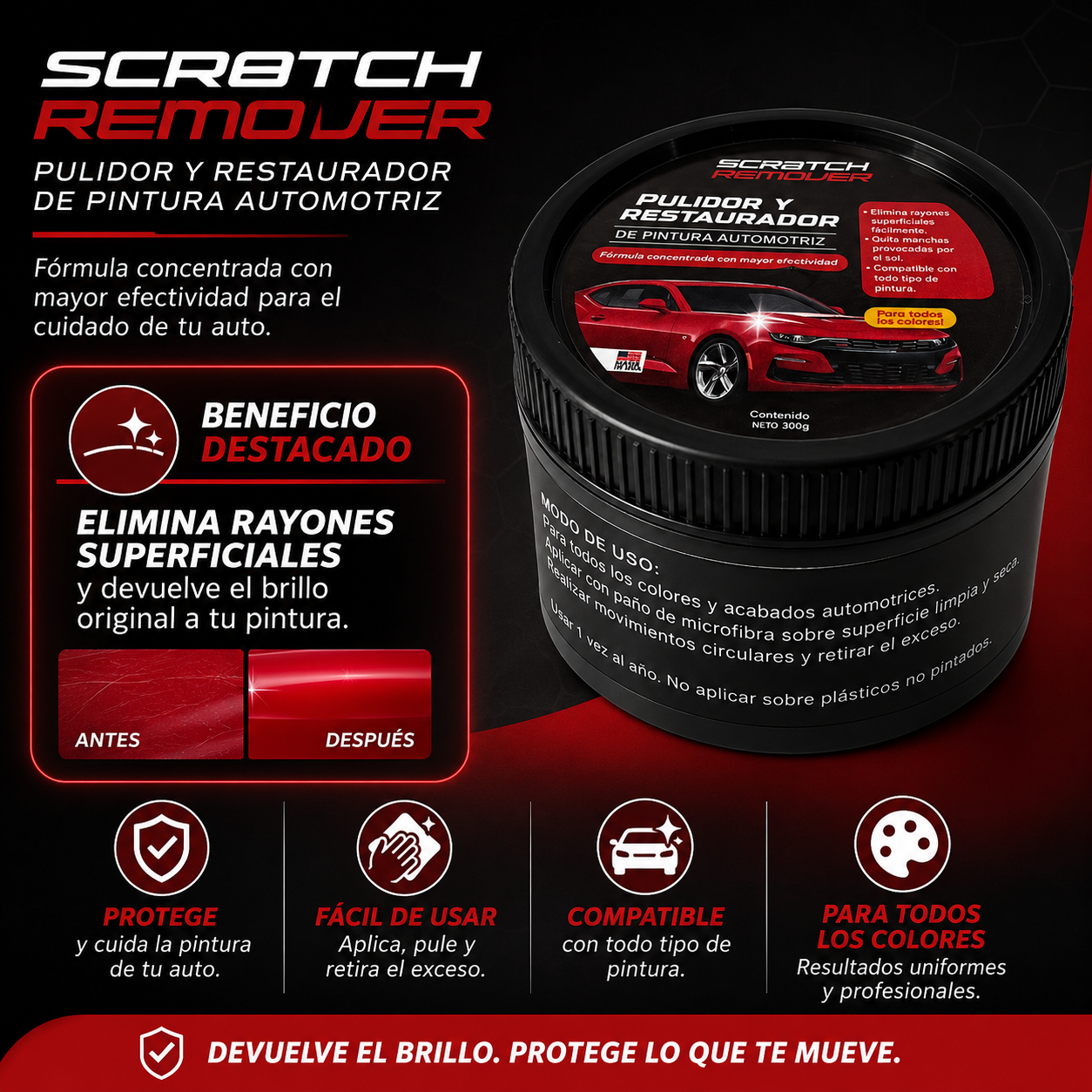 BrilloMax Auto - ¡Oculta marcas superficiales fácil!