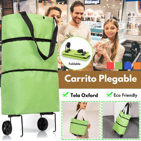 Carrito Plegable con Ruedas 🚛🛒 ¡Dile adiós a los dolores por cargar bolsas pesadas!