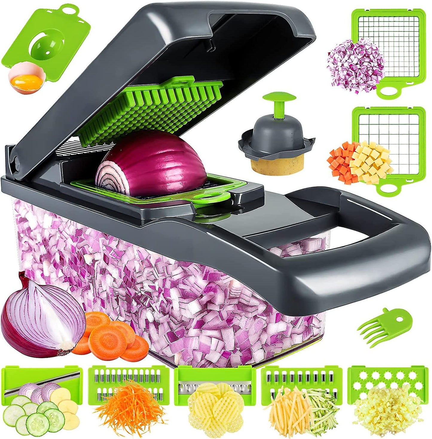 PICADOR DE FRUTAS Y VERDURAS MULTIACCIÓN 14 EN 1 ❇️👩‍🍳🫕