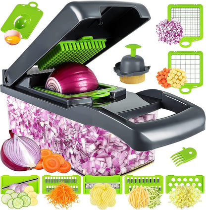 PICADOR DE FRUTAS Y VERDURAS MULTIACCIÓN 14 EN 1 ❇️👩‍🍳🫕