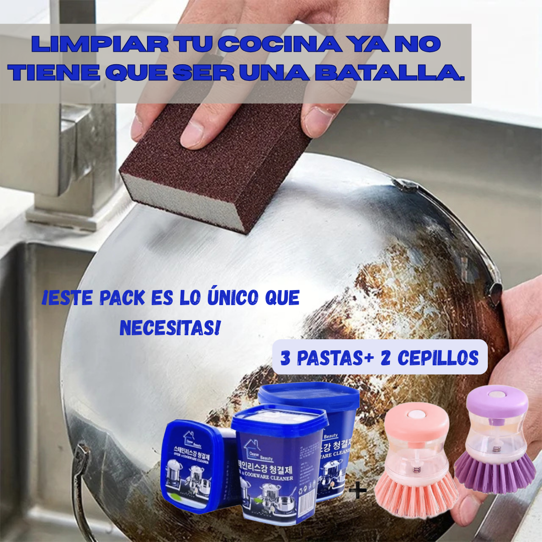 Pack Limpieza Poder Total 🍳🧽 ¡Ollas relucientes sin esfuerzo ni químicos caros!