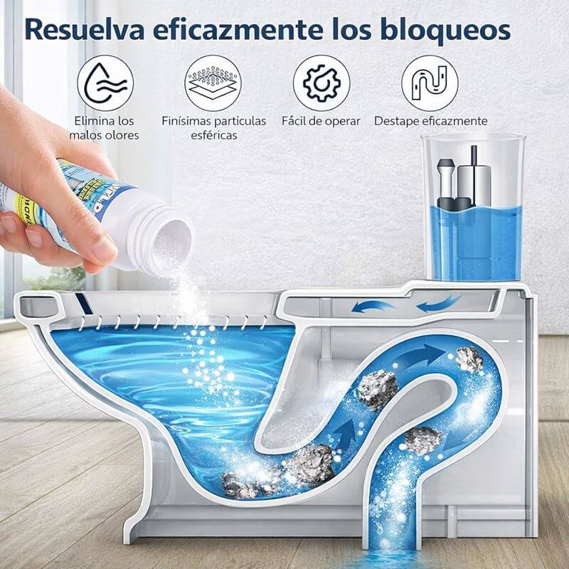 ClearDrain X3 🛀¡Elimina tacos y manchas con solo verter el polvo!