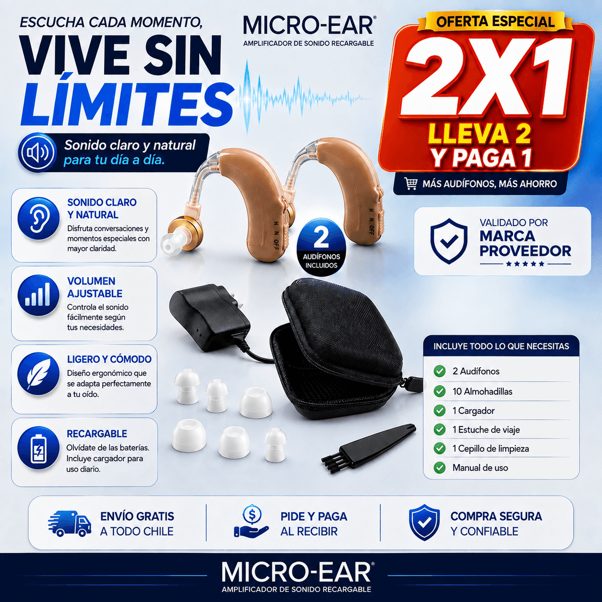 Microear - ¡Sonido nítido con solo un botón!