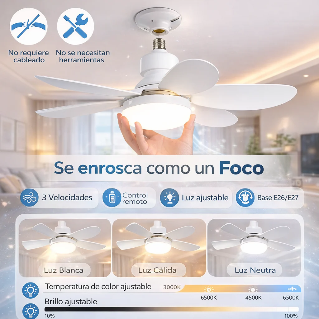 LumaFlow 💨💡¡Fresco, silencioso y con la luz perfecta!