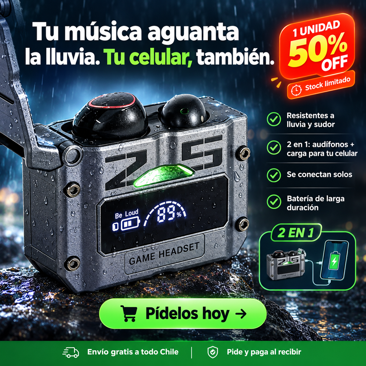 AquaPower Pro - ¡Música sin pausa, llueva o sude!