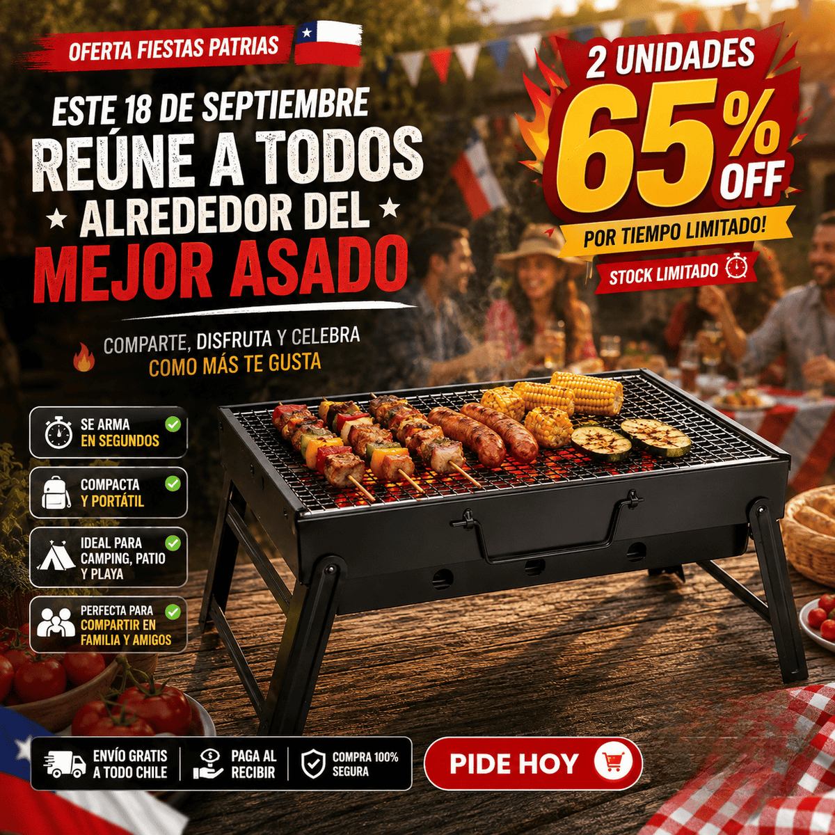 AsaMax Grill – ¡Lleva tu asado a cualquier junta, sin complicarte!