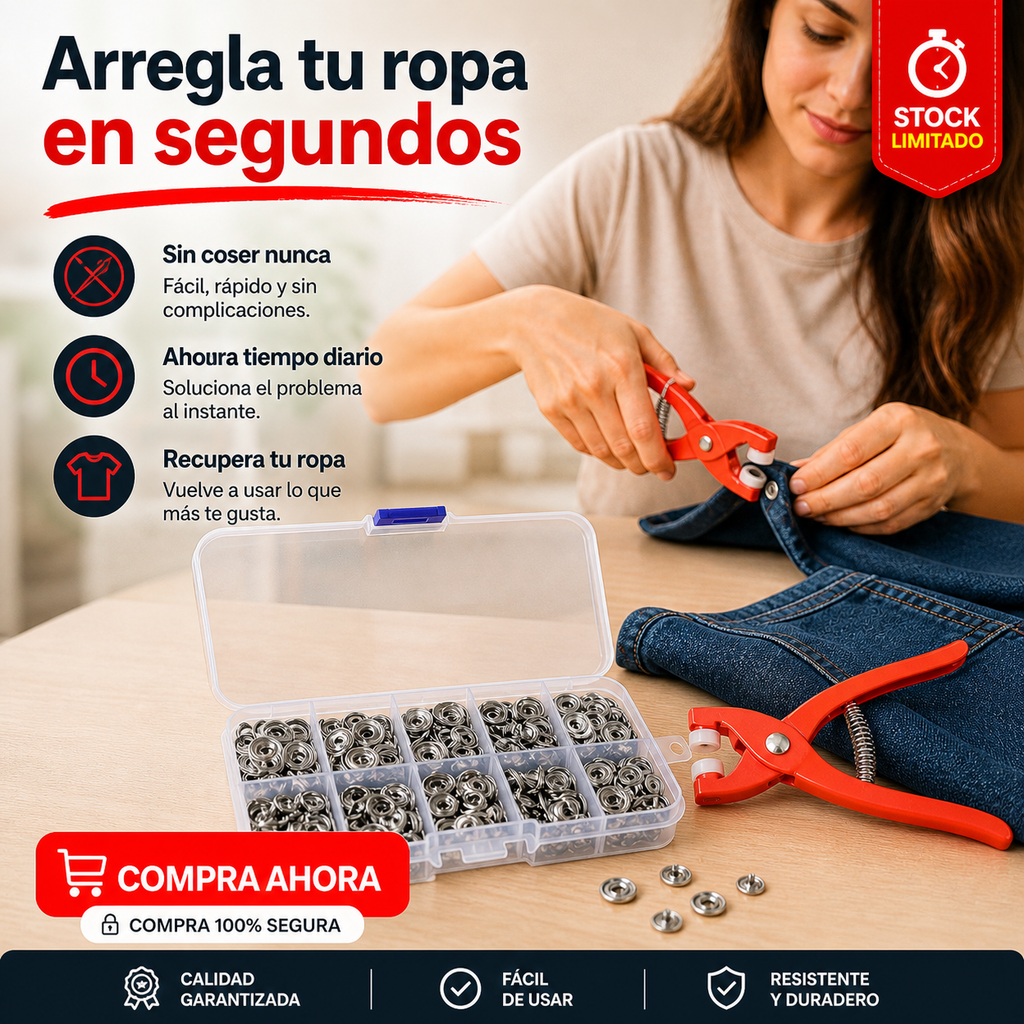 ClipFix Pro - ¡Soluciona botones sin coser!
