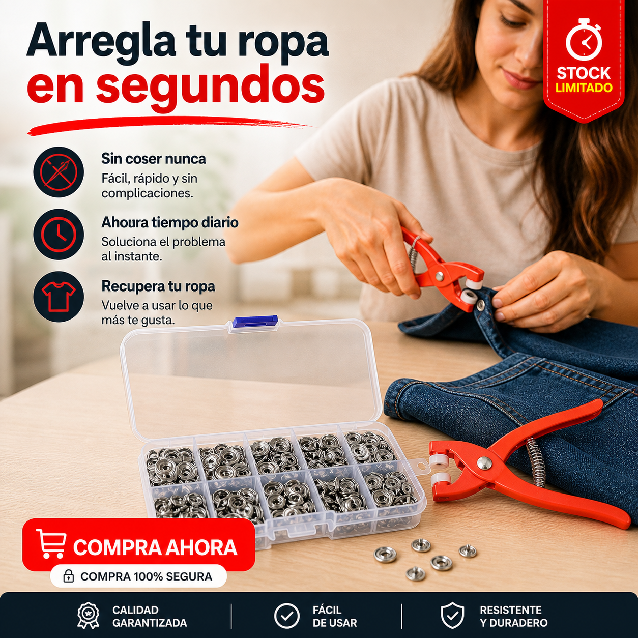 ClipFix Pro - ¡Soluciona botones sin coser!