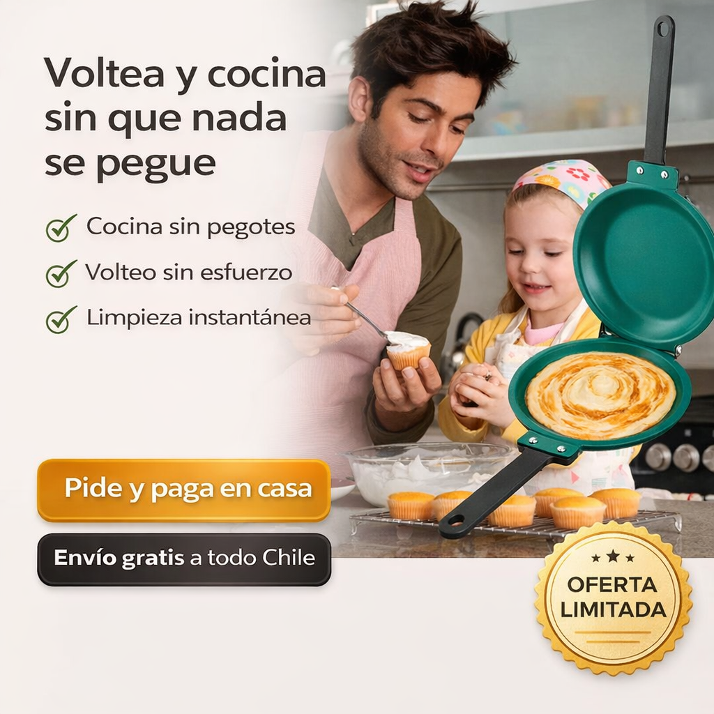 DoubleCook🥞 ¡Voltea y cocina sin que nada se pegue!