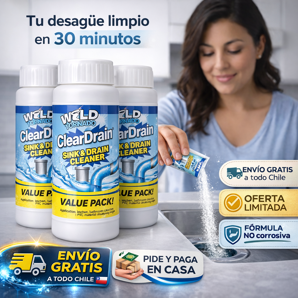ClearDrain X3 🛀¡Elimina tacos y manchas con solo verter el polvo!