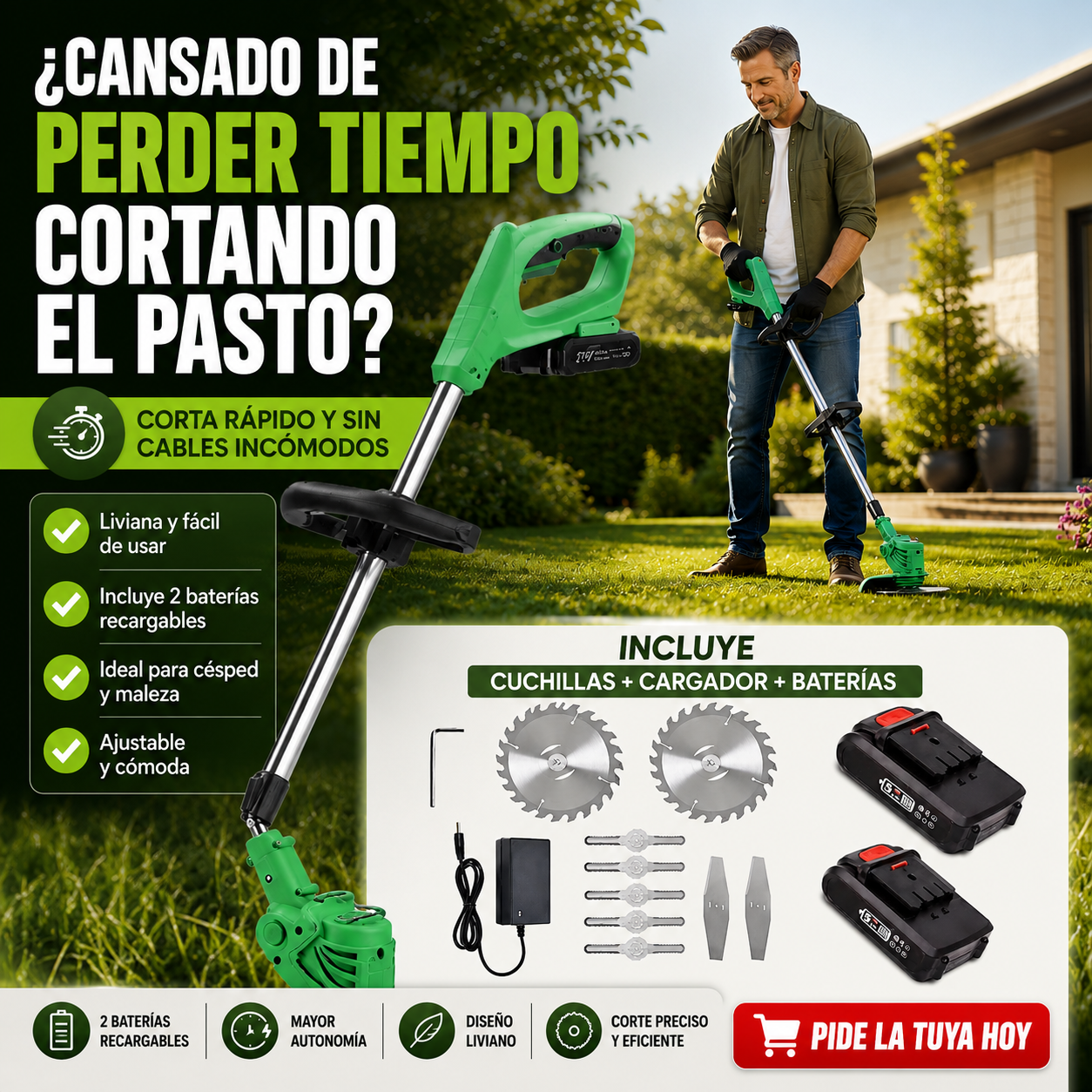 GrassPro X + Accesorios - ¡Limpia Tu Jardín Rápido!