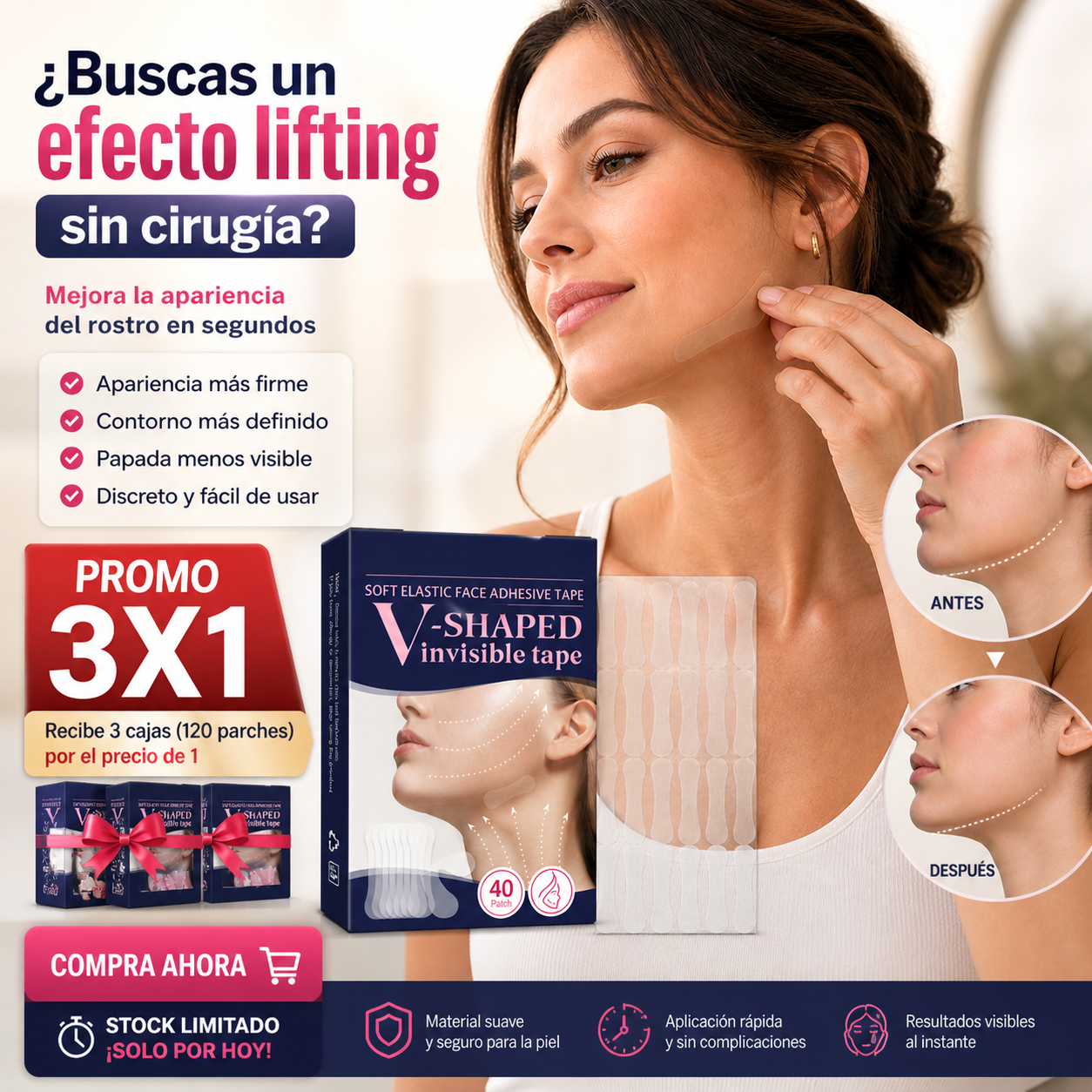 VLine Lift 3X1 - ¡Efecto lifting facial discreto!