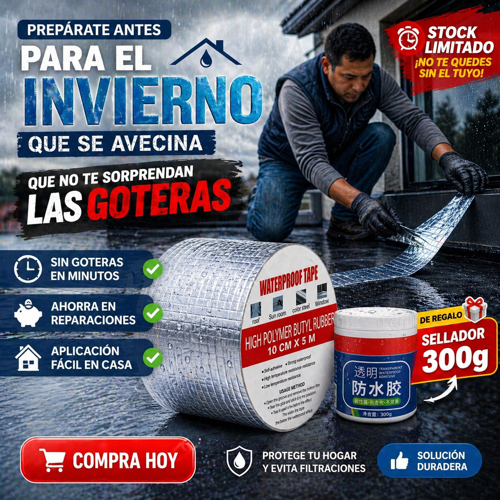 DryShield Cinta + Sellador - ¡Bloquea fugas sin maestros!