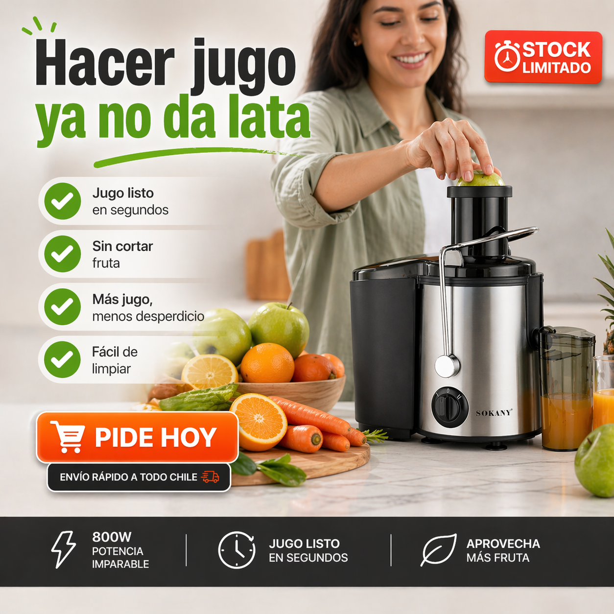 QuickExtract 800 🍊  ¡Jugo fresco en menos tiempo!