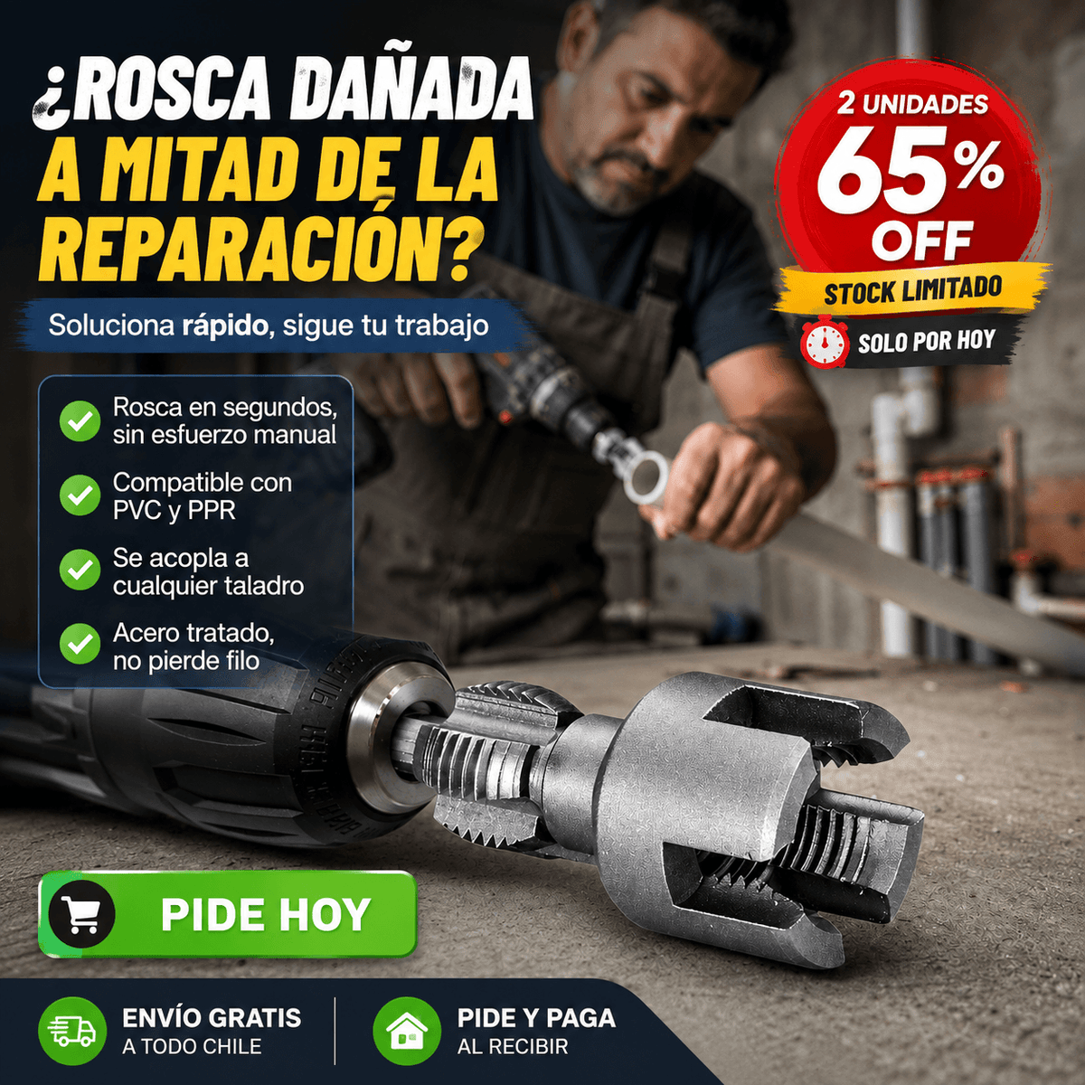 TuboFix Pro - ¡Repara y rosca en el momento, sin parar el trabajo!